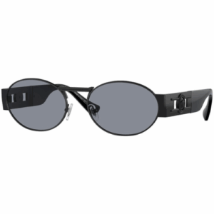 Versace przeciwsłoneczne dla kobiet i dla mężczyzn, kształt owalny, masywne zauszniki, soczewka szara